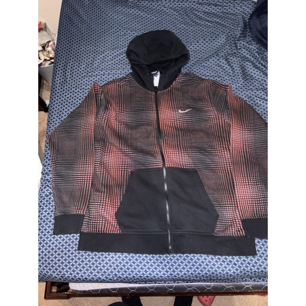Nike Club AOP Geometric Abstract Plaid Hoodie Sweatshirt Size XXL